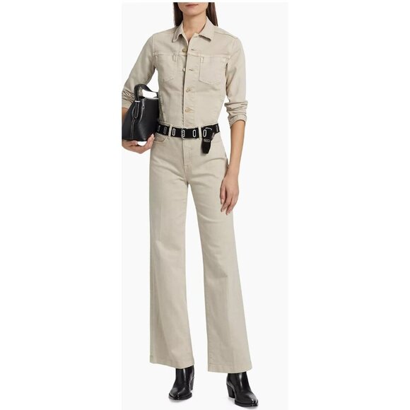 L'AGENCE Scottie Womens High Rise Wide Leg Classic Pants Neutral Beige Sz 26 - Picture 1 of 15